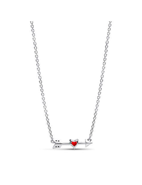 Colar Coração Flecha e Vidro Murano Pandora