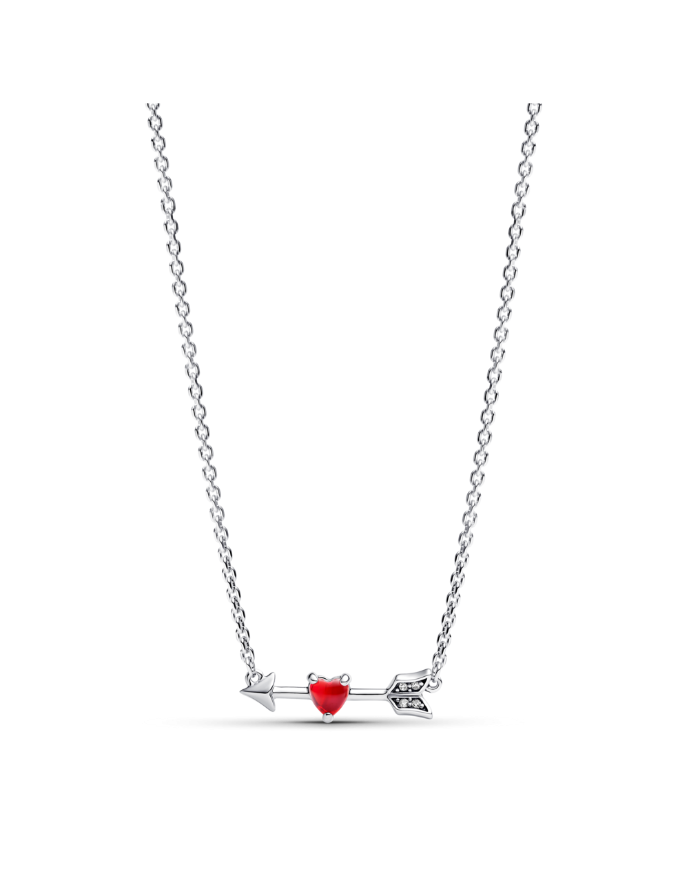 Colar Coração Flecha e Vidro Murano Pandora