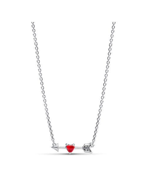 Colar Coração Flecha e Vidro Murano Pandora