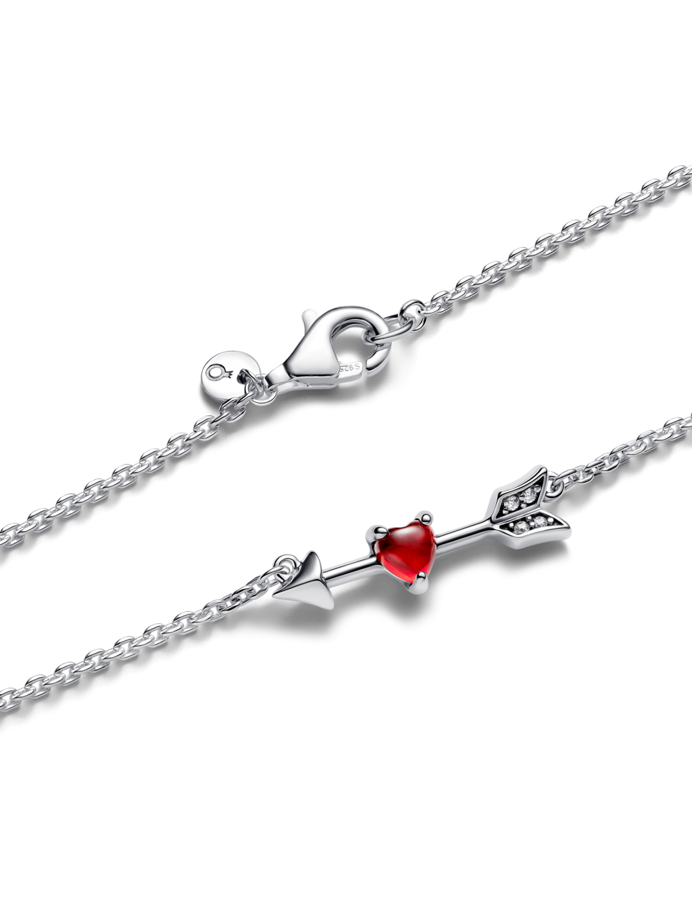 Colar Coração Flecha e Vidro Murano Pandora