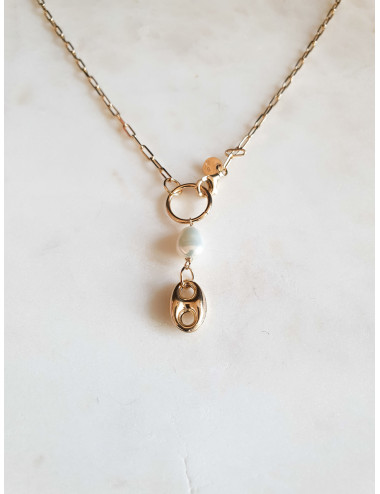 COLAR MONZA PEARLY PRATA DOURADA