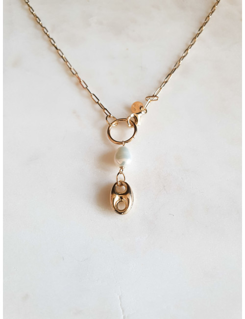 COLAR MONZA PEARLY PRATA DOURADA