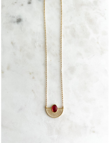 COLAR JULY RUBI PRATA DOURADA