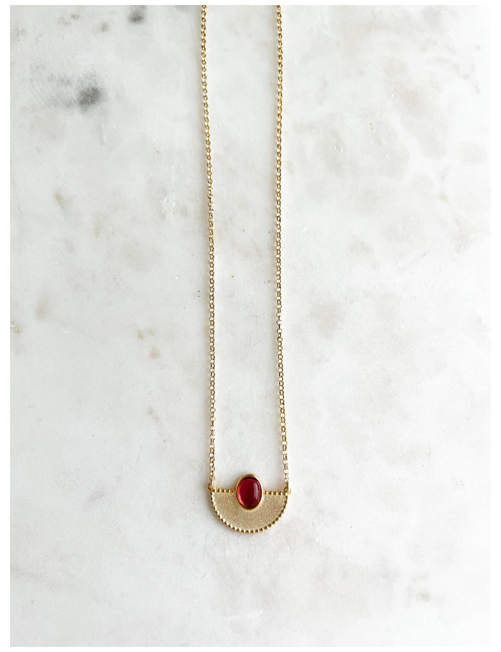 COLAR JULY RUBI PRATA DOURADA