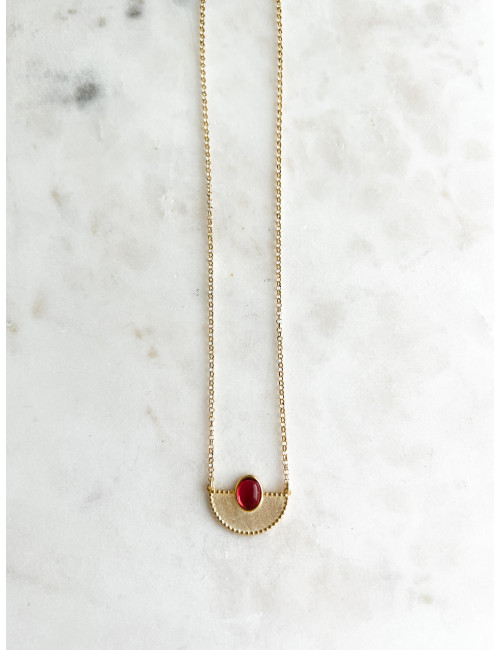 COLAR JULY RUBI PRATA DOURADA