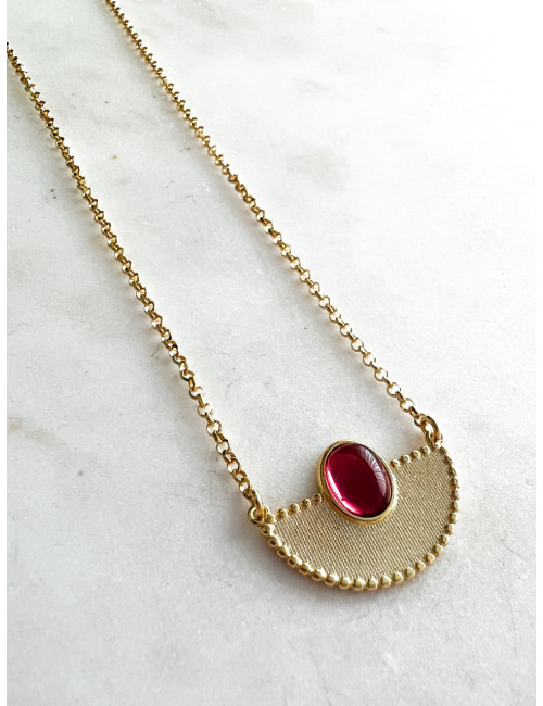 COLAR JULY RUBI PRATA DOURADA