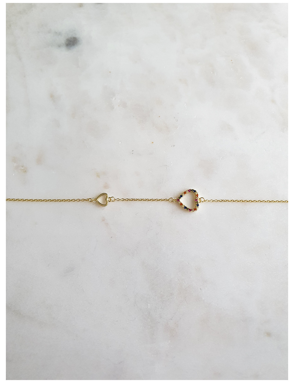 PULSEIRA DOUBLE HEART PRATA DOURADA