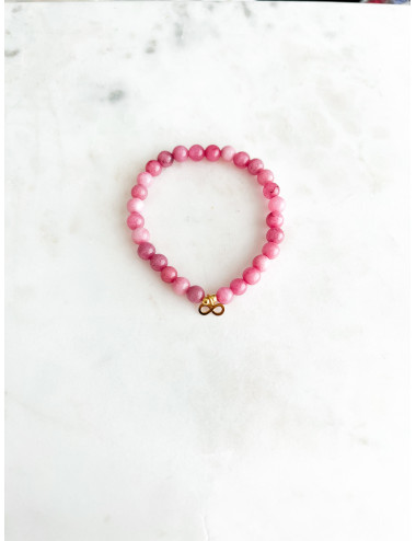 PULSEIRA PEDRAS ROSA INFINITO PRATA DOURADA