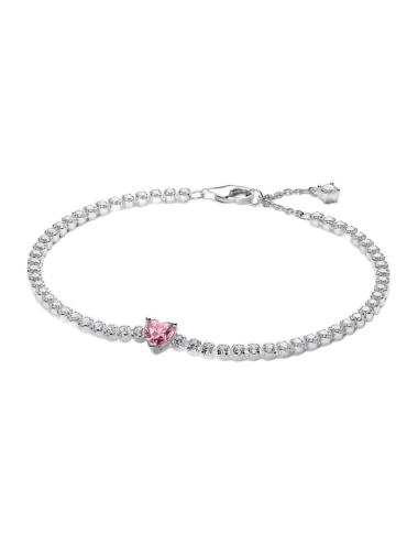 Pulseira Ténis Coração Cintilante Rosa Pandora