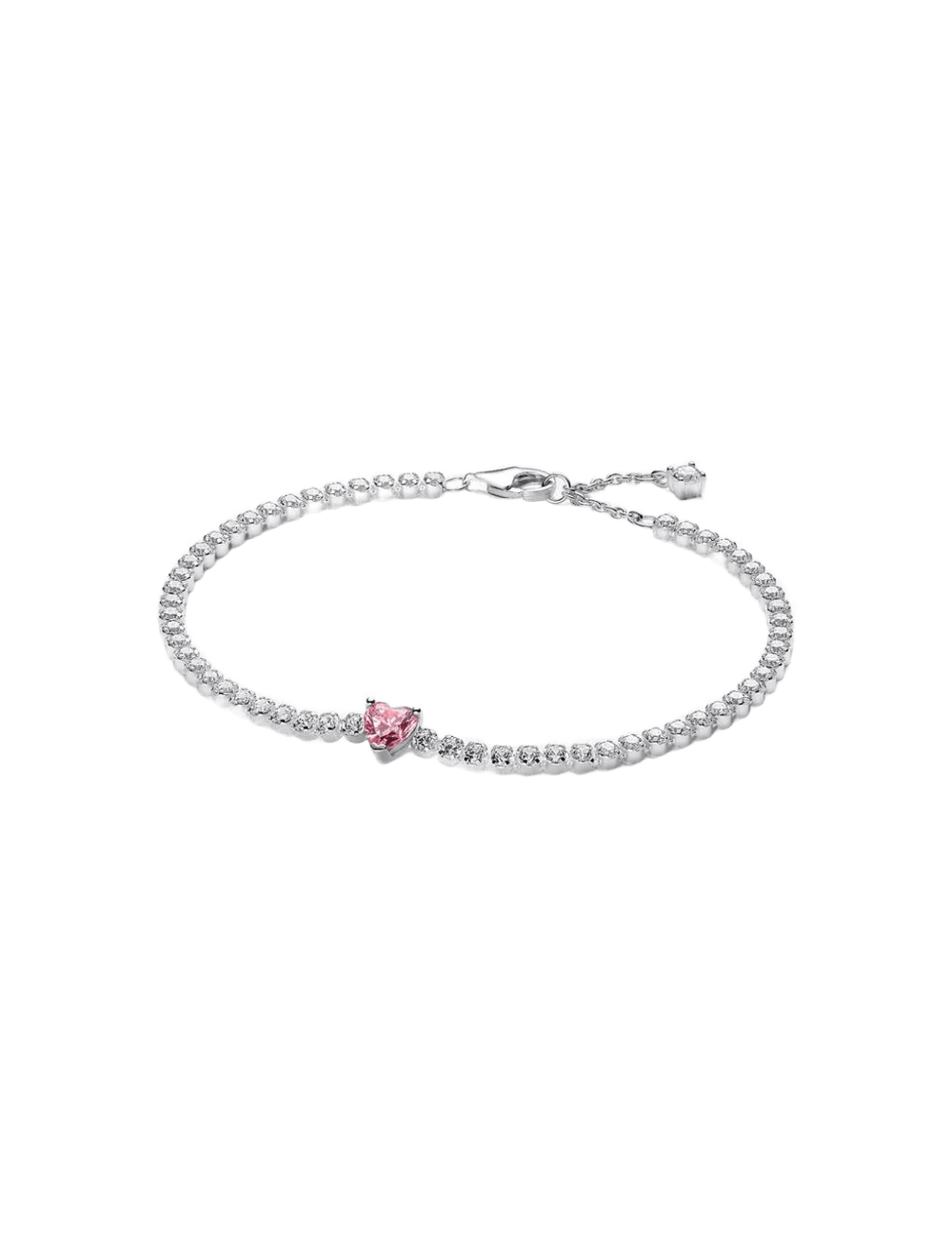 Pulseira Ténis Coração Cintilante Rosa Pandora