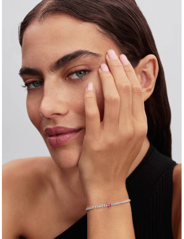 Pulseira Ténis Coração Cintilante Rosa Pandora