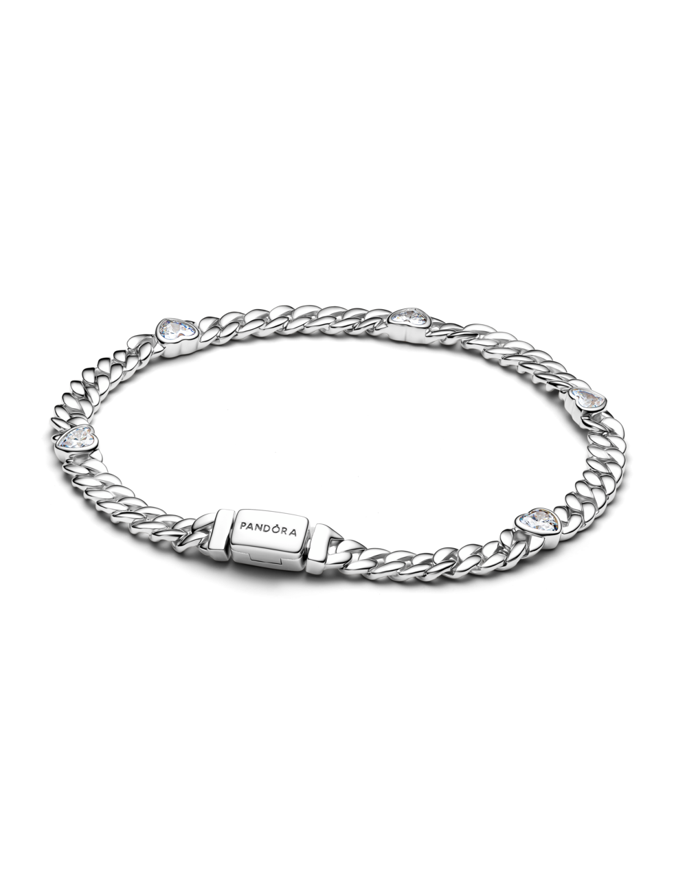 Pulseira de Corrente Cubana Coração Pandora