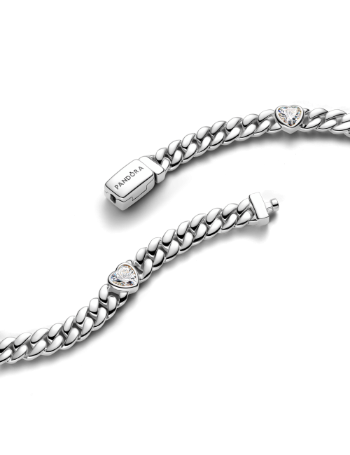 Pulseira de Corrente Cubana Coração Pandora