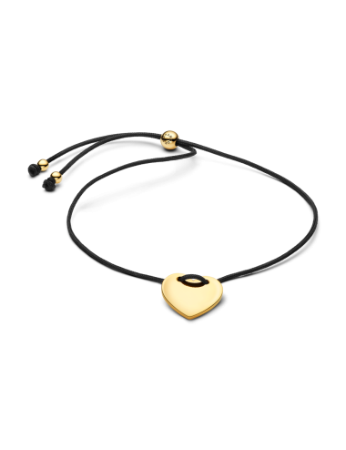 Pulseira Deslizante Cordão Preto Coração Pandora