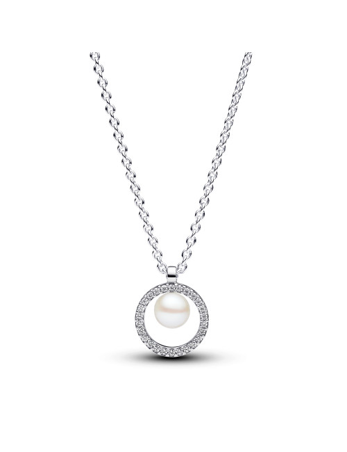 Colar Treated Freshwater Cultured Pearl & Pavé Pandora