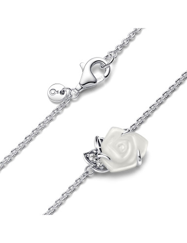 Colar Rosa Branca em Flor Pandora