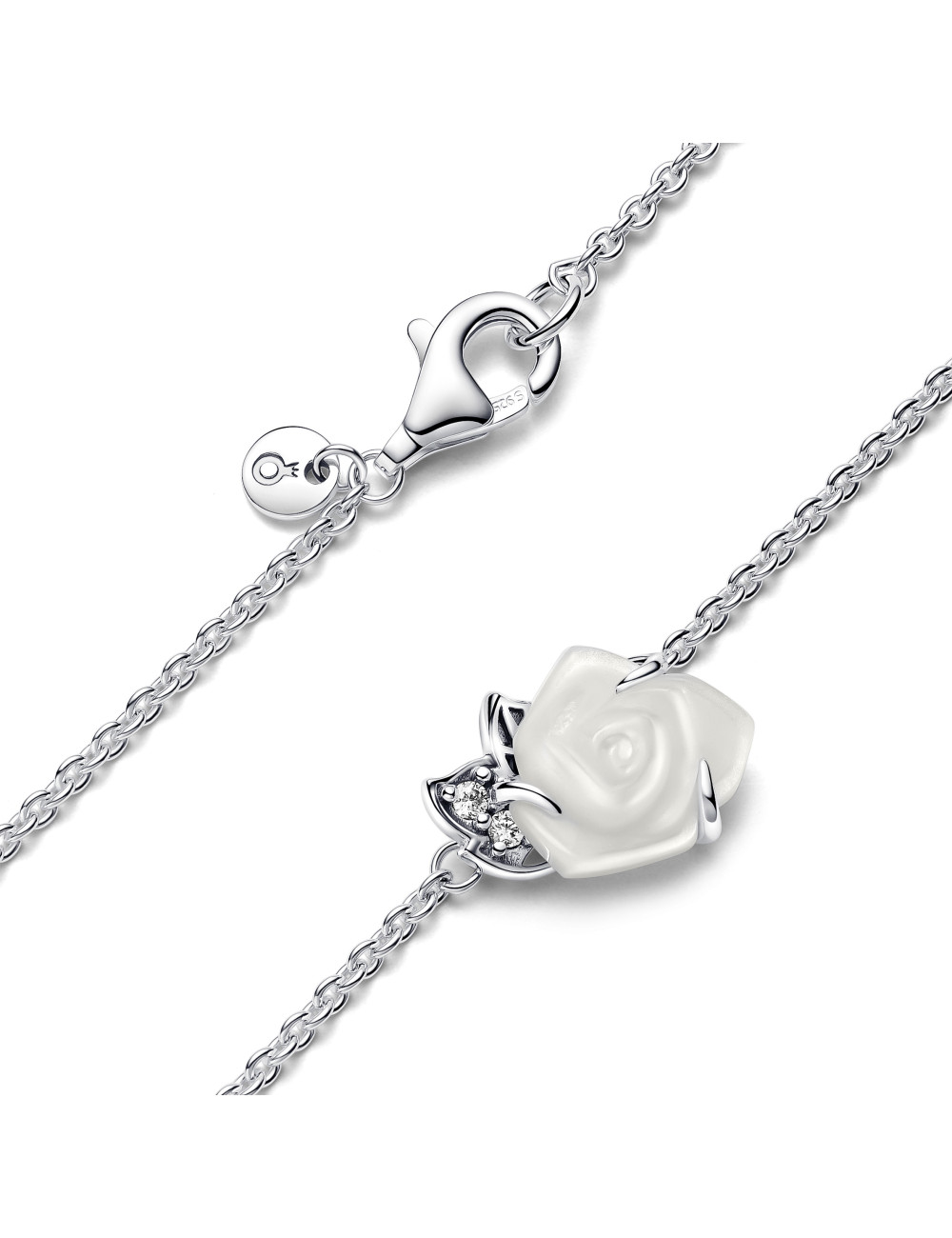 Colar Rosa Branca em Flor Pandora