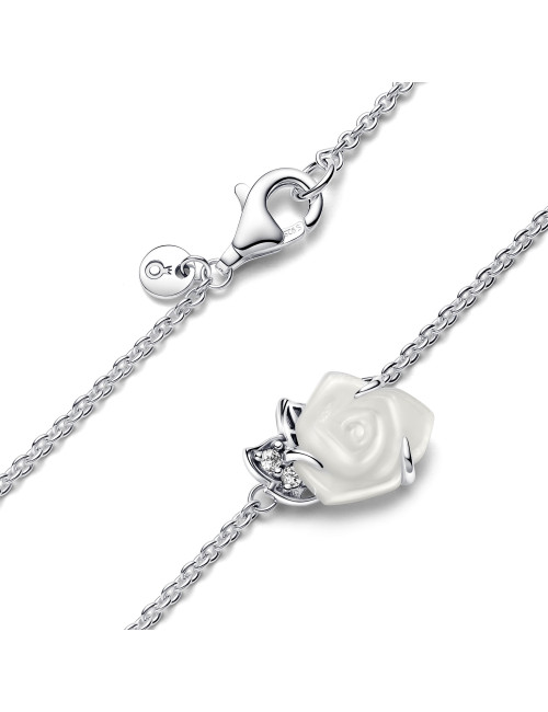 Colar Rosa Branca em Flor Pandora