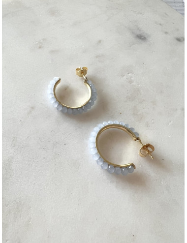 Argolas Fun Blue Prata Dourada