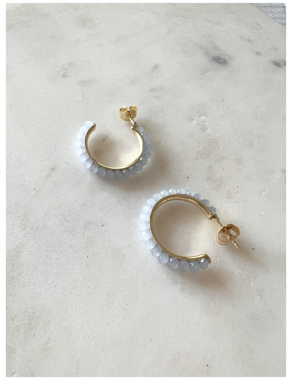 Argolas Fun Blue Prata Dourada