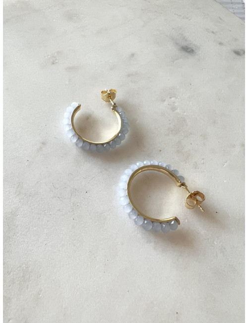 Argolas Fun Blue Prata Dourada