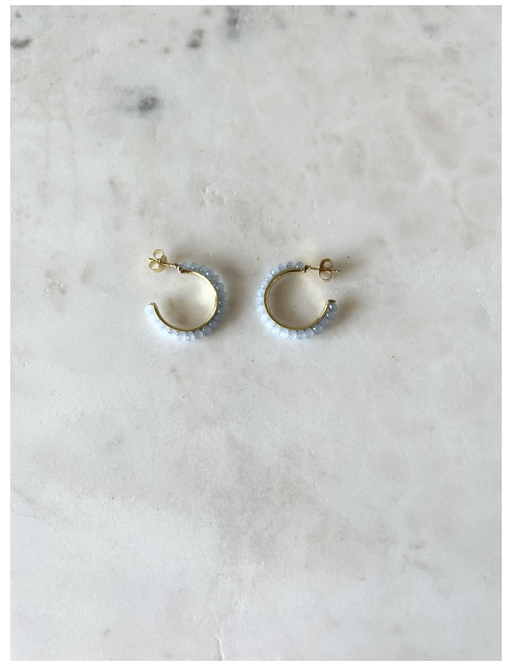 Argolas Fun Blue Prata Dourada