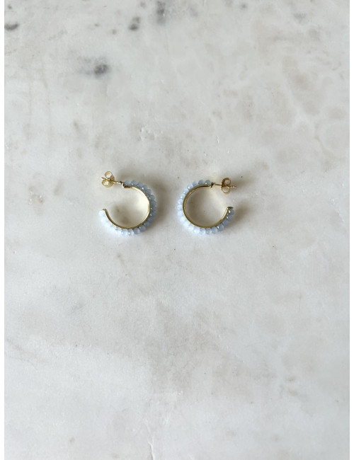 Argolas Fun Blue Prata Dourada