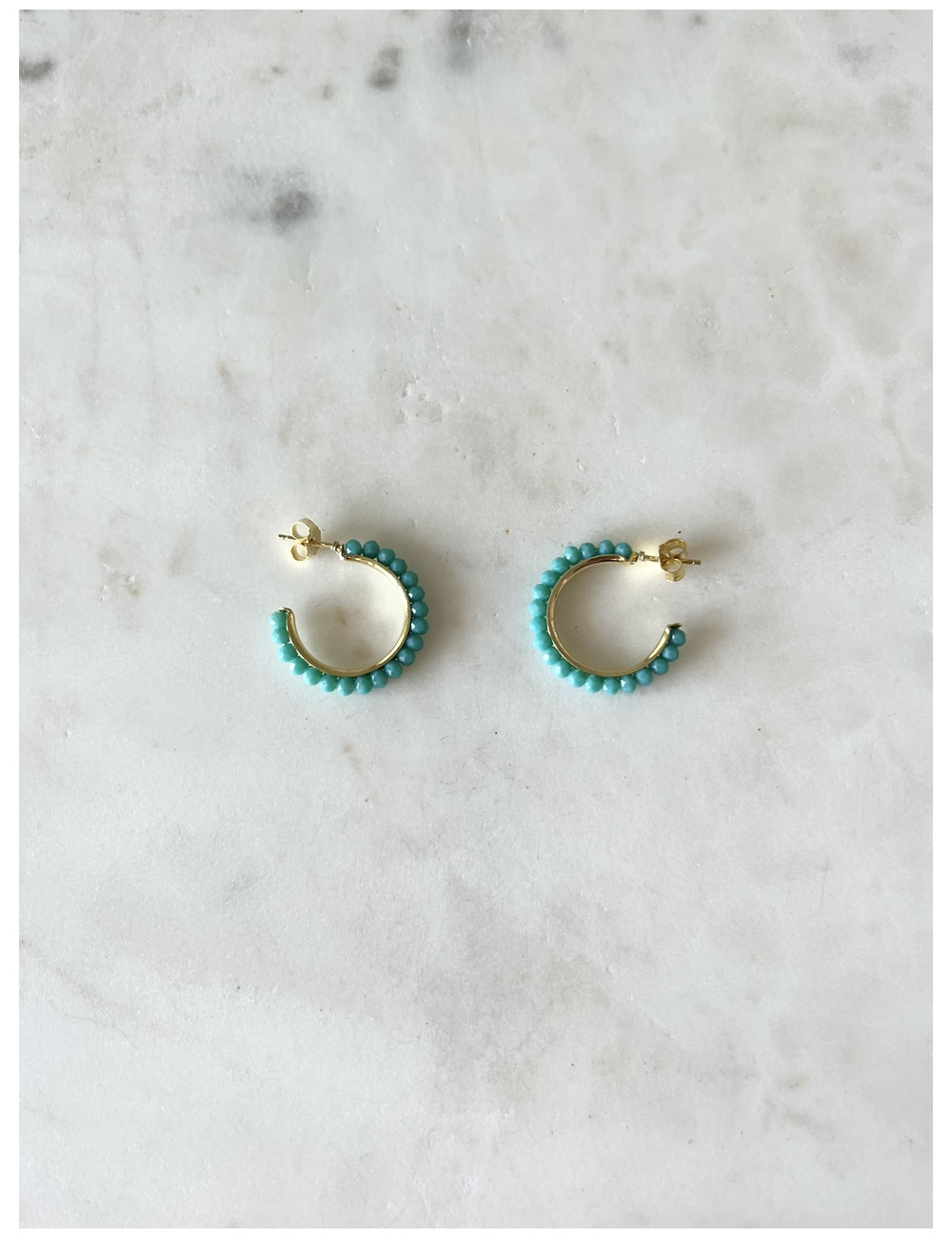 Argolas Fun Turquoise Prata Dourada