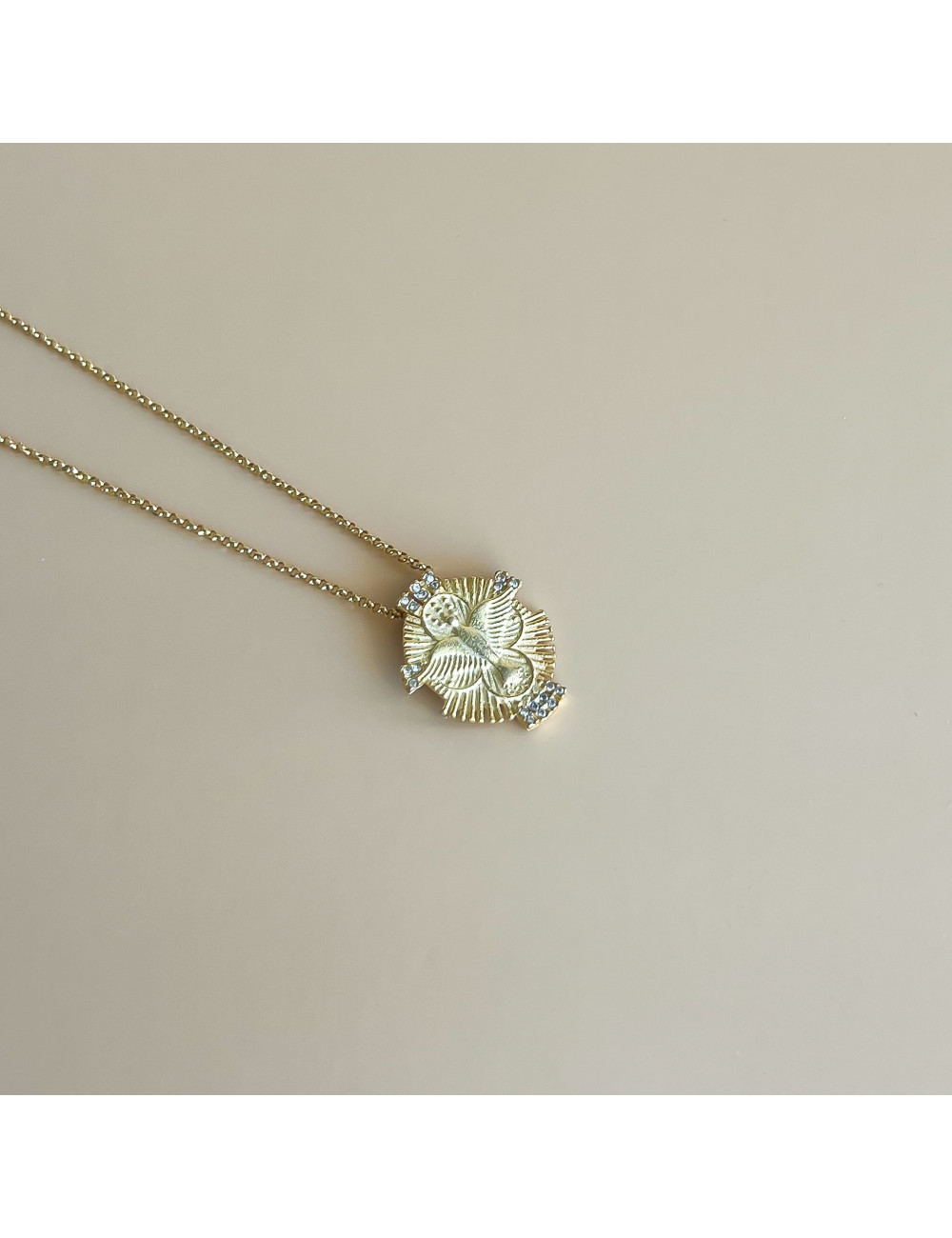 Colar Espirito Santo Prata Dourada