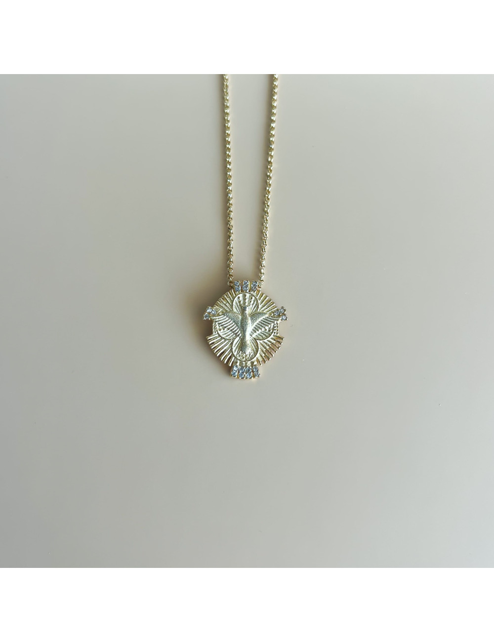 Colar Espirito Santo Prata Dourada