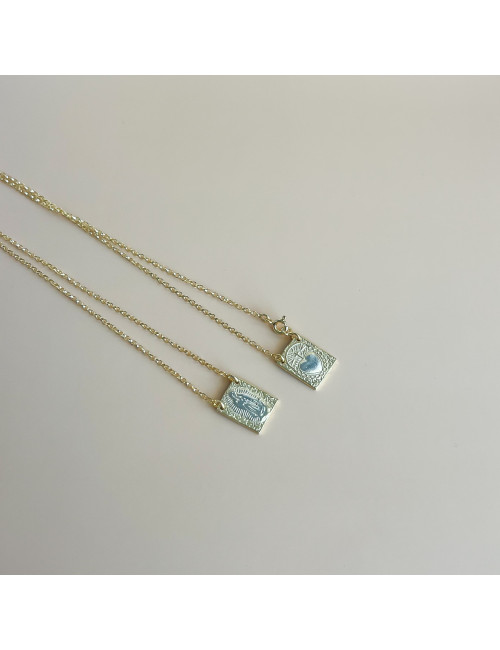 Escapulário Coração de Jesus Prata Dourada