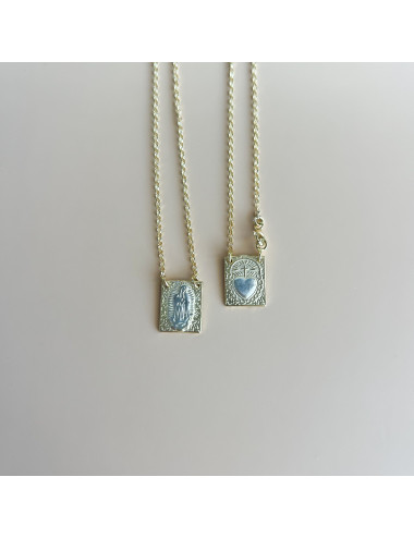 Escapulário Coração de Jesus Prata Dourada