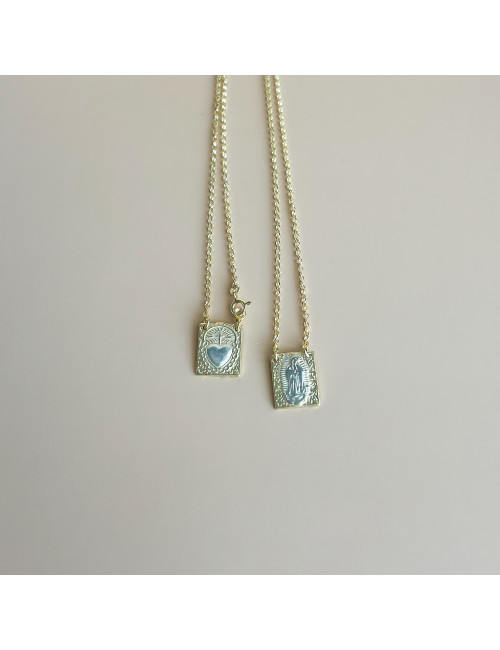 Escapulário Coração de Jesus Prata Dourada