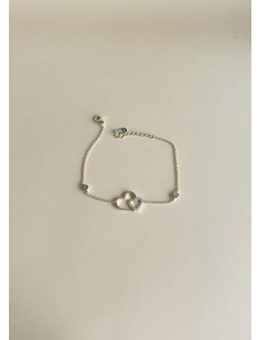 Pulseira Coraçoes Duplo Prata Dourada