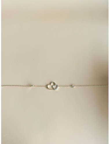 Pulseira Coraçoes Duplo Prata Dourada