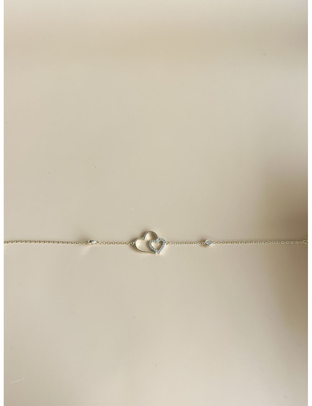 Pulseira Coraçoes Duplo Prata Dourada