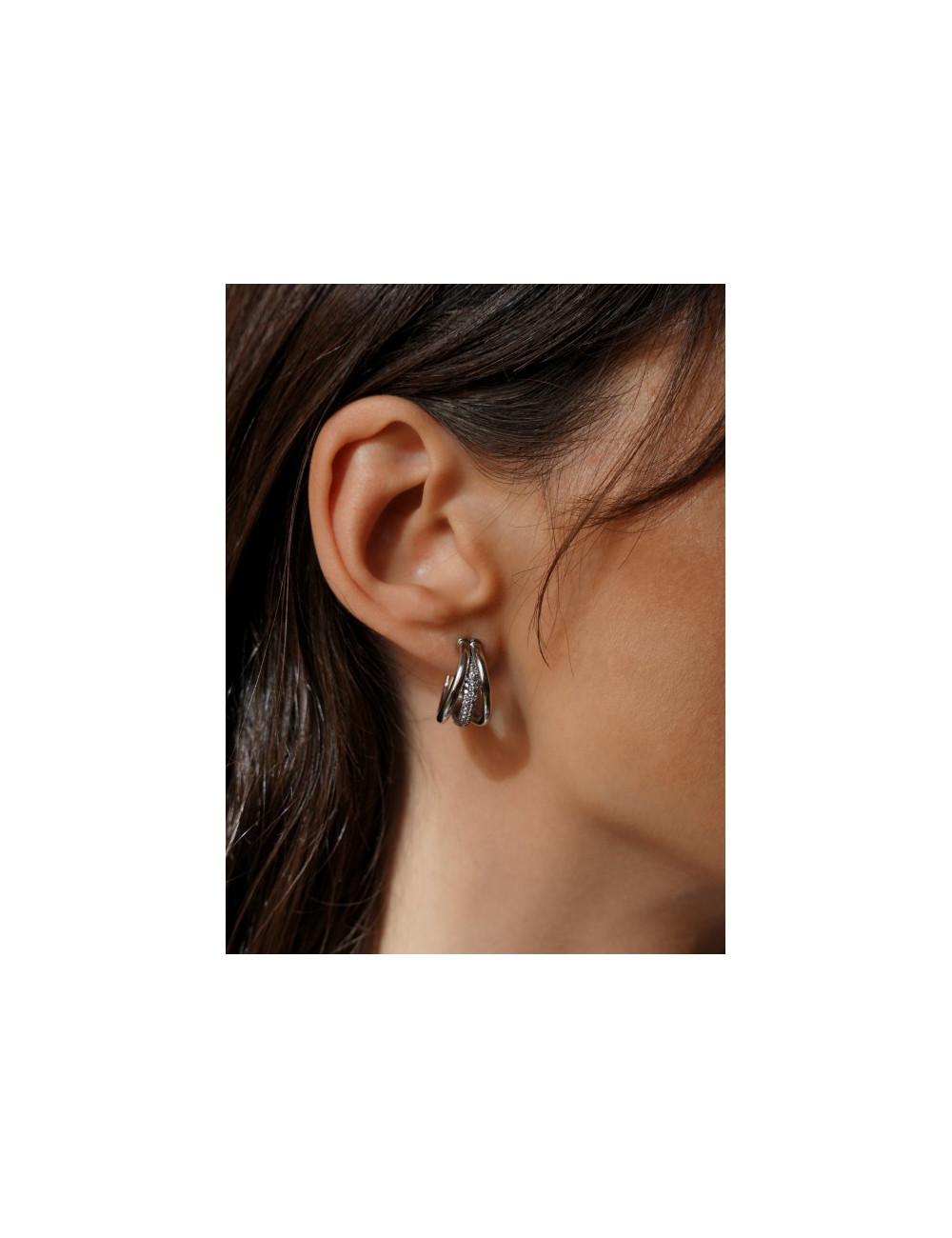 Brincos One Silver Frost Crystal