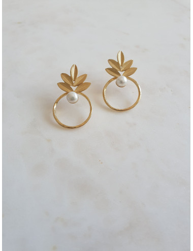 BRINCOS BEAUTY LEAF PRATA DOURADA