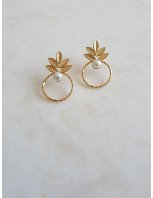 BRINCOS BEAUTY LEAF PRATA DOURADA