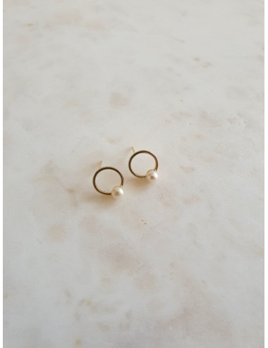 BRINCOS CIRCULO PÉROLA PRATA DOURADA