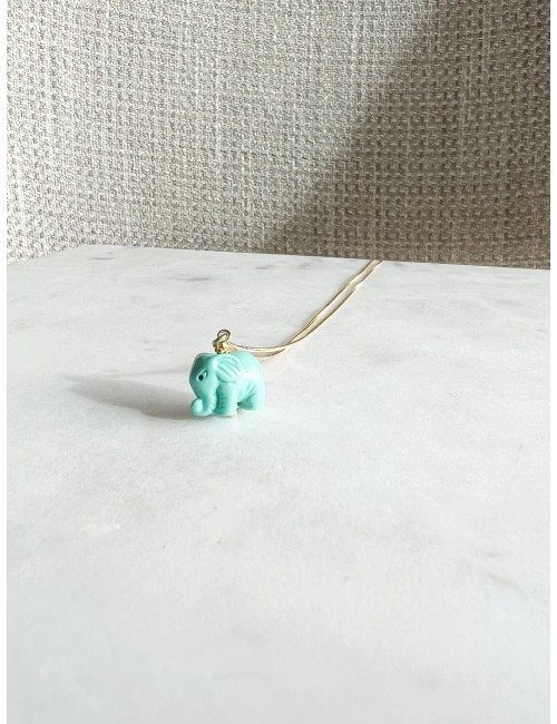 Colar Elefante Azul Prata Dourada