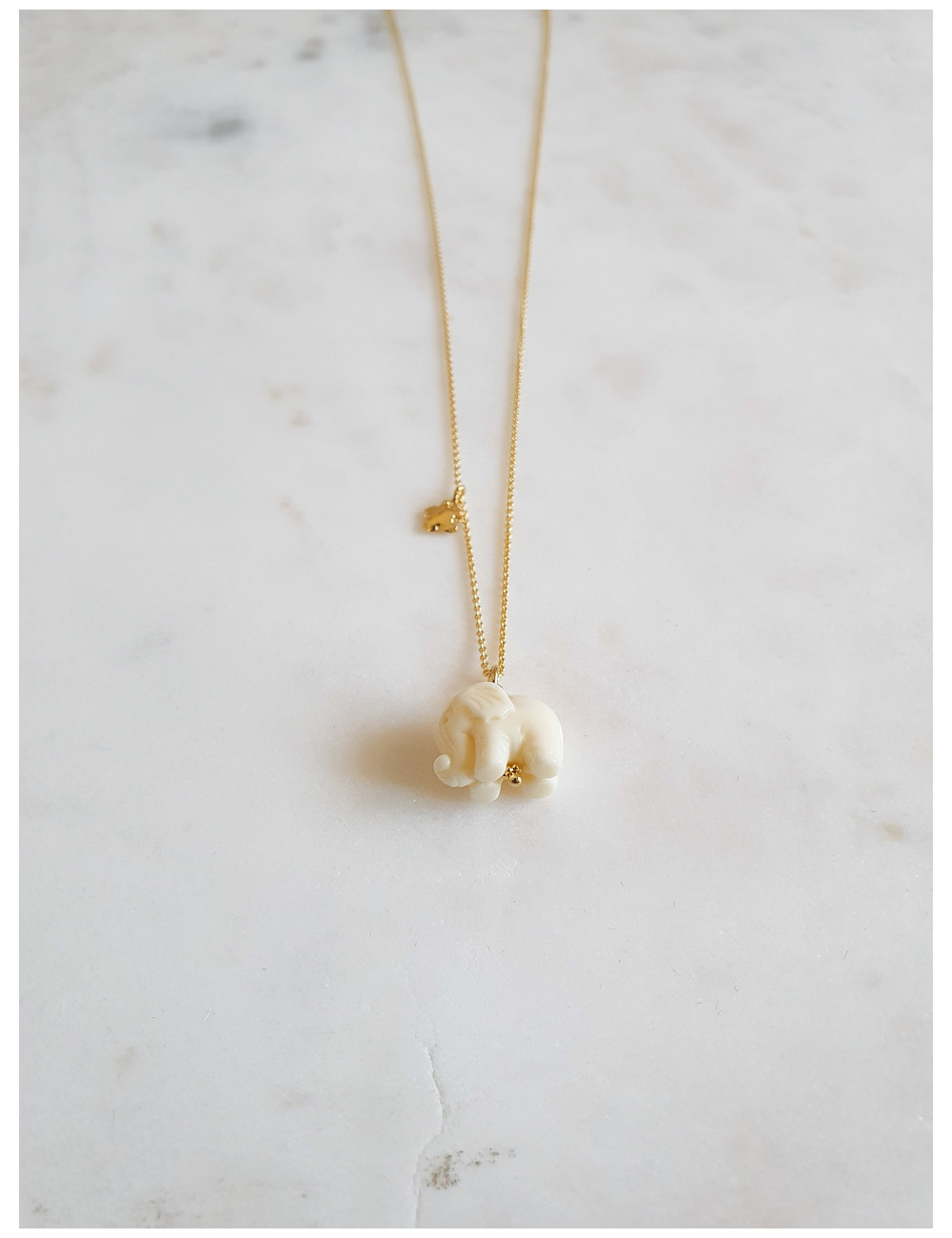 Colar Elefante Branco Prata Dourada