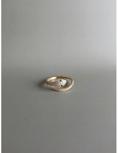 Anel Cobra Prata Dourada