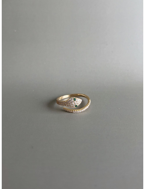 Anel Cobra Prata Dourada