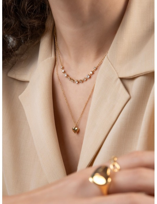 Colar One Neckmess Heart Gold