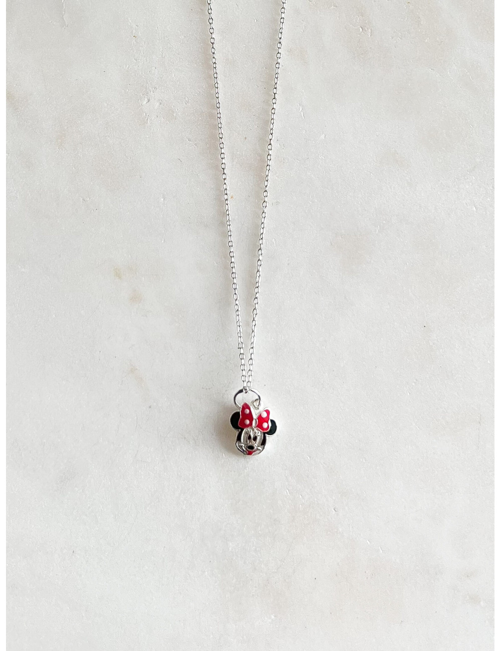 Colar Junior Minnie Prata e esmalte