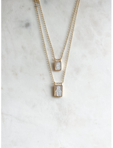 Escapulário Madrepérola Prata Dourada