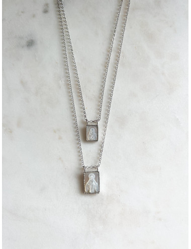 Escapulário Madrepérola Prata