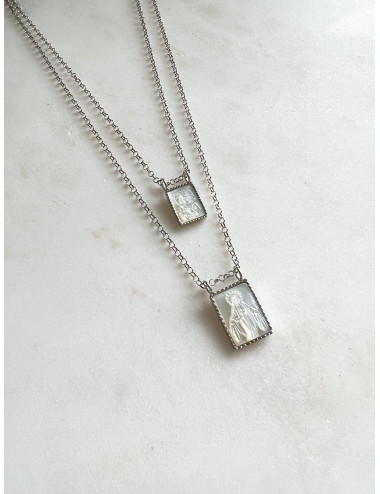 Escapulário Madrepérola Prata