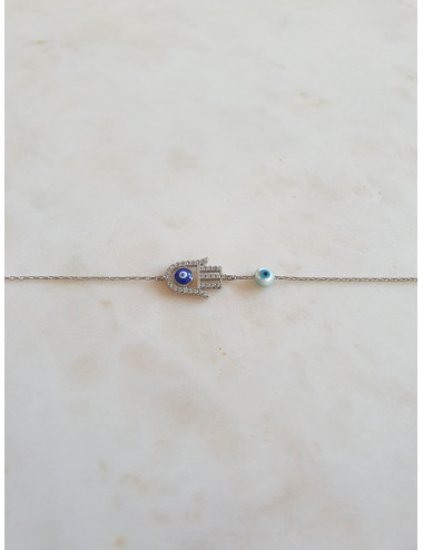 PULSEIRA HAMSA HAND EYE PRATA